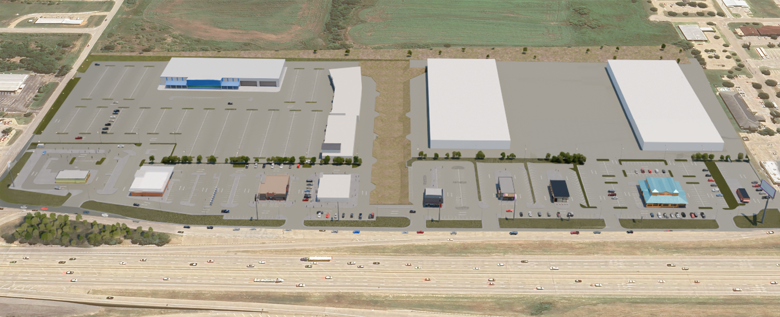 Hillsboro commercial strip, render three