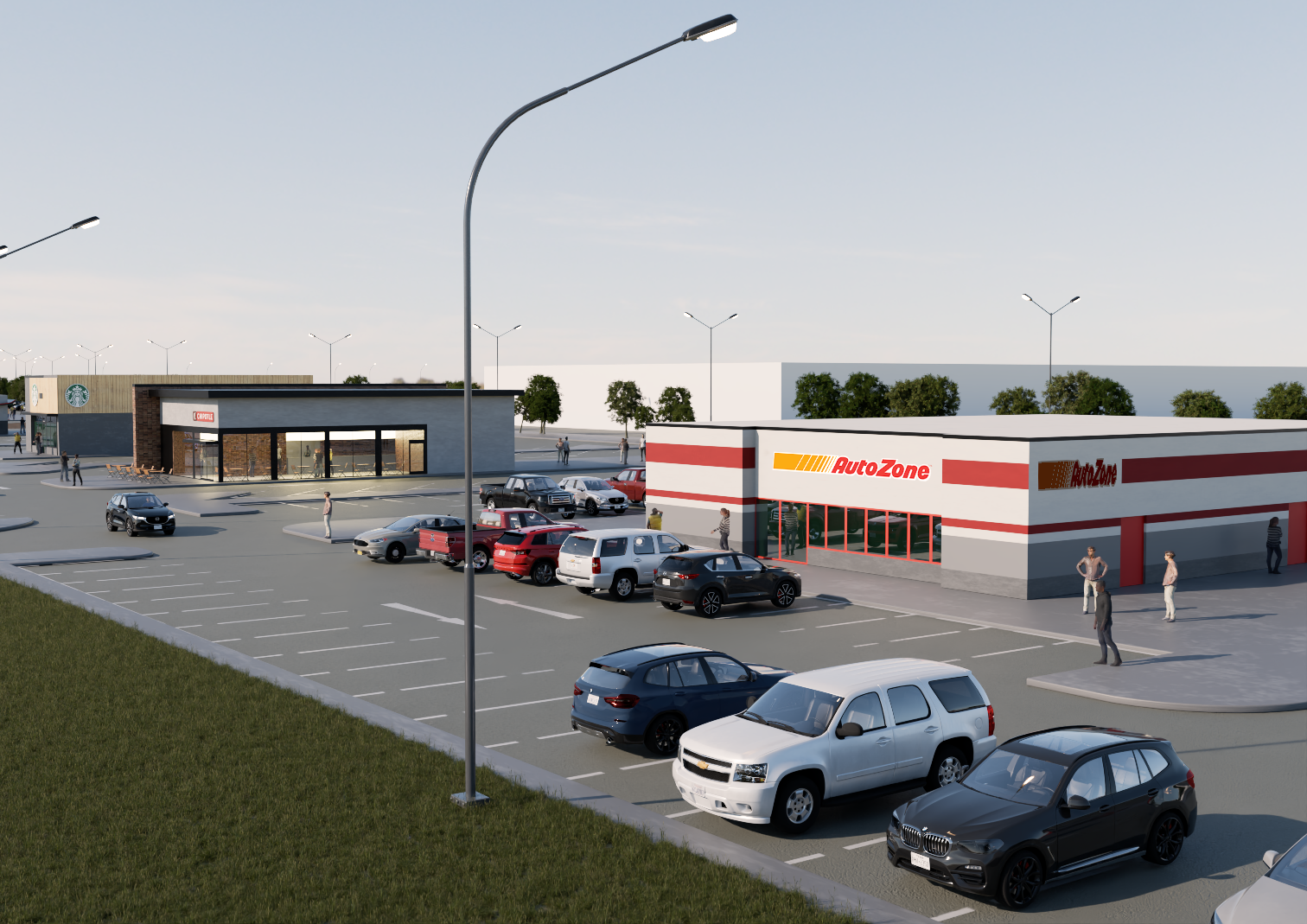Hillsboro commercial strip, render five